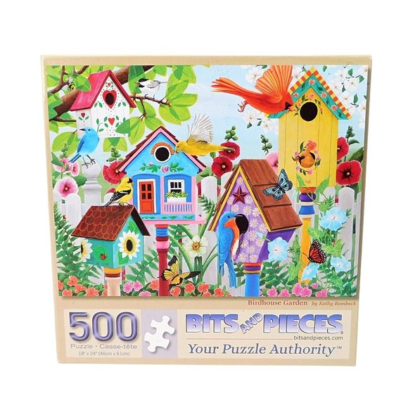 Bits and Pieces BIRDHOUSE GARDEN Jigsaw Puzzle 500 Pieces Kathy Bambeck COMPLETE - Picture 1 of 11